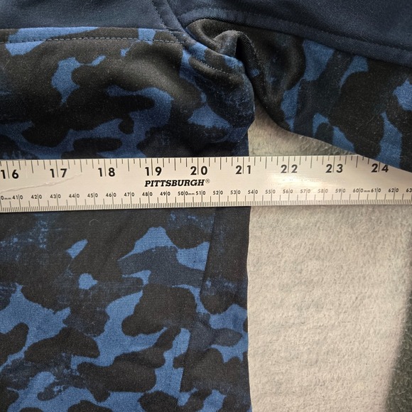 The North Face Men Sweatshirt Medium Blue Camo 1/2 Zip Mock Neck Logo Pullover - Picture 7 of 12